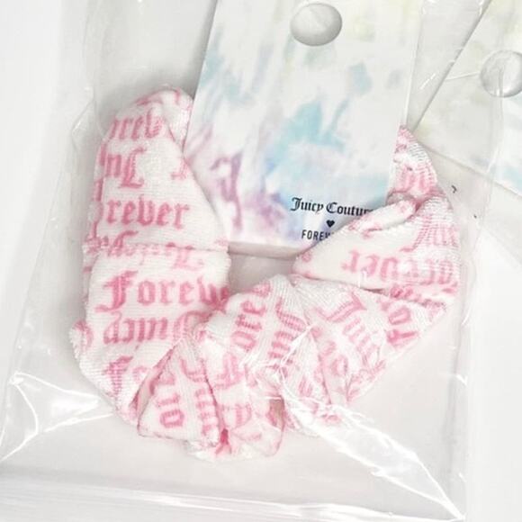 Juicy Couture Velour Pink Logo Scrunchi Y2k Princess - Picture 3 of 5